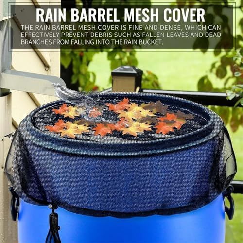 Mesh Cover for Rain Barrels 6Pcs Mesh Cover for Rain Barrel with Drawstring Water Collection Buckets Cover Rain Collection Barrels Netting Screen 39Inch - Image 3