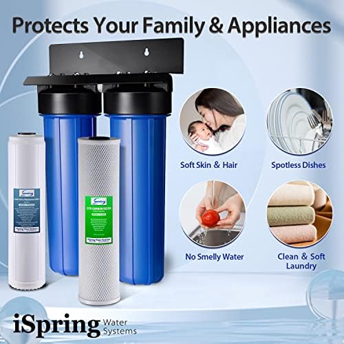 iSpring Lead-Reducing Whole House Water Filter System, Also Targets Chlorine, Taste, and Odor, 2-Stage Commercial-Grade 20" x 4.5" Industry Standard-Sized Filters, 1" Inlet/Outlet, Model: WGB22B-PB - Image 5