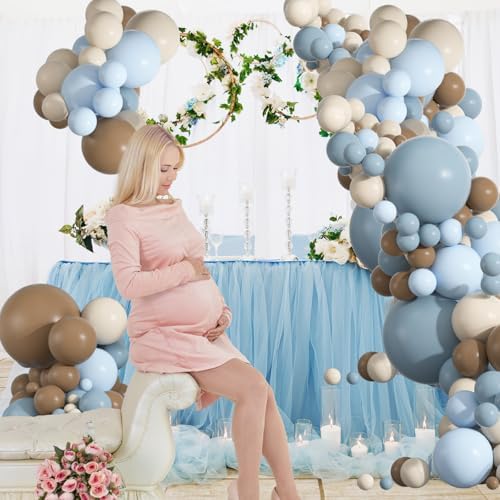 136pcs Dusty Blue & Brown Balloon Arch Kit – 18/12/10/5 Inch Balloons - Image 5