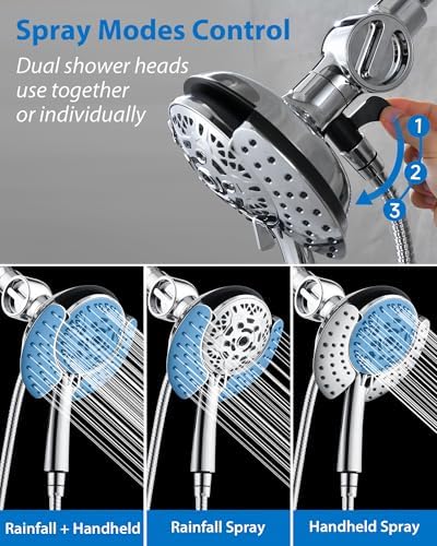INAVAMZ 2 in 1 Shower Head with Handheld Combo High Pressure Chrome 2.5 GPM - Image 3