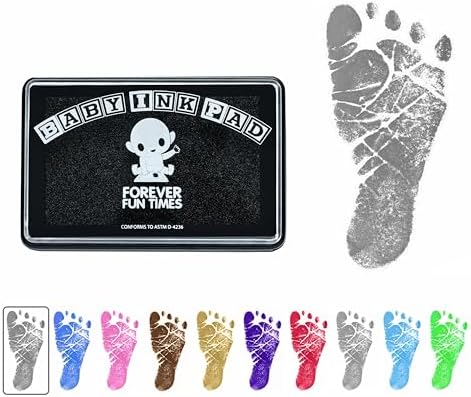 Baby Hand and Footprint Kit by Forever Fun Times | Get Hundreds of Detailed Prints with One Baby Safe Ink Pad | Easy to Clean, and Works with Any Paper or Card | Clean and Safe (Small Black) by ForeverFunTimes