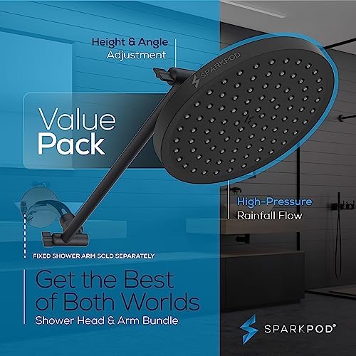 SparkPod 8" Round Rain Shower Head with 16" Shower Arm - Image 3