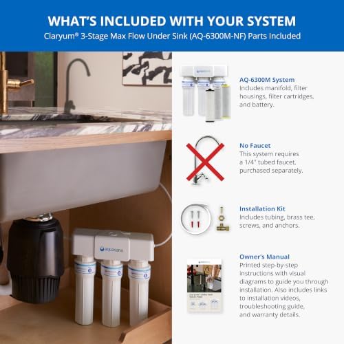 Aquasana Under Sink Water Filter | Claryum 3-Stage Max Flow | AQ-6300M-NF - Image 6