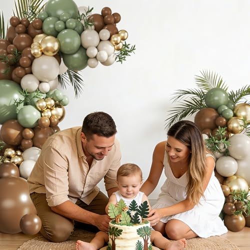 Sage Green Brown Balloon Arch Kit for Safari Jungle Baby Shower Decorations - Image 6