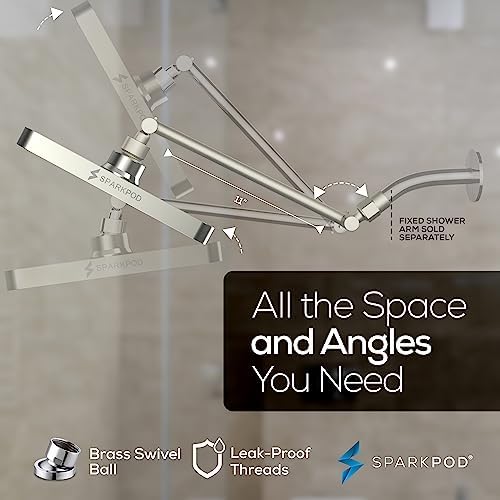 SparkPod Square Rain Shower Head with Extension Arm - Height Adjustable Shower Head with High Pressure Performance - Easy 1-Minute Installation (8" Square, Elegant Brushed Nickel) - Image 5