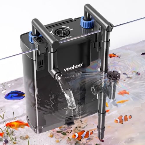 Veehoo Hang on Back Aquarium Filter with One-Touch Drain for Tank 10-30 Gal by Veehoo