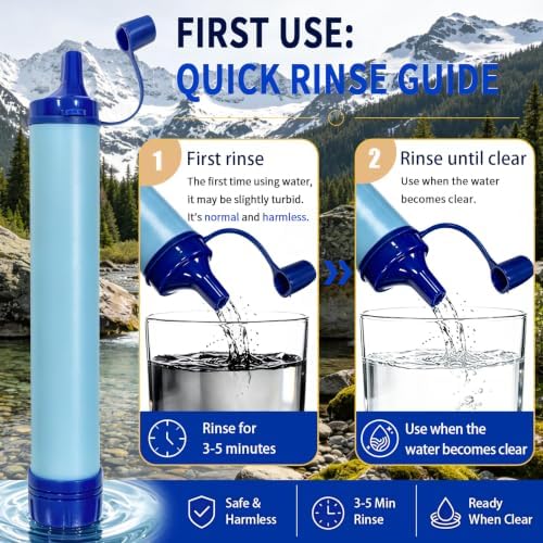 Multi‑Pack Emergency Water Filter Straws, Portable BPA‑Free Outdoor Filtration Gear, 10‑Year Long‑Term Storage for Group Camping & Travel Emergency Kits (3‑Pack) - Image 6