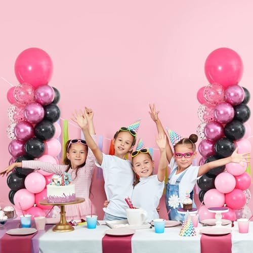 Hot Pink and Black White Balloon Column Stand Kit Set of 2 for Floor - Image 7