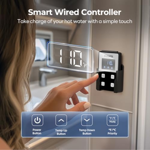 FOGATTI InstaShower 8 Pro RV Tankless Water Heater with White Door & Remote - Image 5