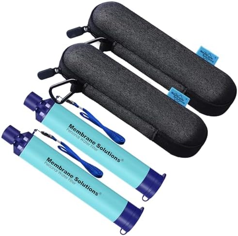 Membrane Solutions Personal Water Filter Straw Bundle with 2 Pieces Travel Carry Case, Personal Water Filter Storage Case, Portable Water Purifier Case (Pack of 2) by MembraneSolutions