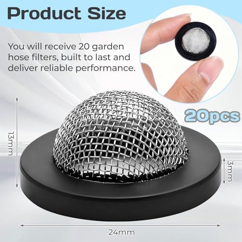 Garden Hose Screen Filter 20Pcs Rubber Hose Gasket With Stainless Steel Filter Mesh Suitable For 3/4" Connector and 5/8" Washing Machine Connector - Image 2