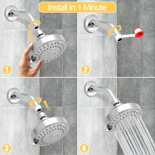 AISOSO High Pressure Rain Shower Head 2PCS 5 Modes 4.1 Inch Chrome Silver - Image 6