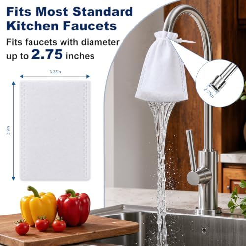 Faucet Filter Cotton Bags, 16 Pack Universal Filter Bags for Kitchen Sink - Image 3