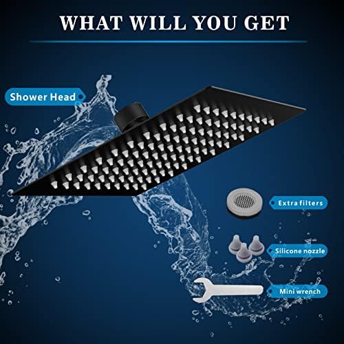 Voolan Rain Shower head, High Pressure Shower Head Made of 304 Stainless Steel, Relaxed Shower Experience Even at Low Water Flow and Pressure (8" Black) - Image 5