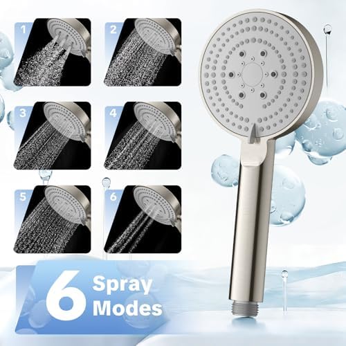 OFFO Filtered Shower Head with Handheld, 20 Stage Shower Head with Filters with 60" Stainless Steel Hose & Holder, 4” High Pressure 6-Mode to Remove Chlorine, Brushed Nickel - Image 4