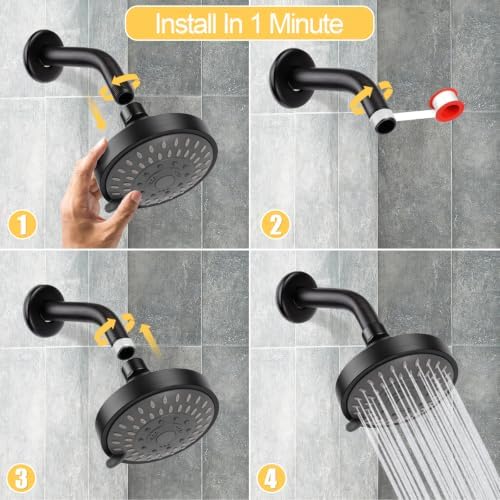 AISOSO High Pressure Rain Shower Head 2PCS 5 Modes 4.1" Oil Rubbed Bronze - Image 6