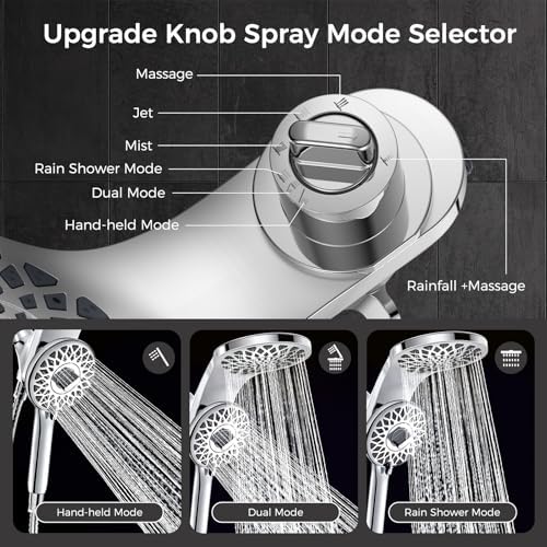 High Pressure Rain Shower Head with Handheld Spray Combo - Image 4