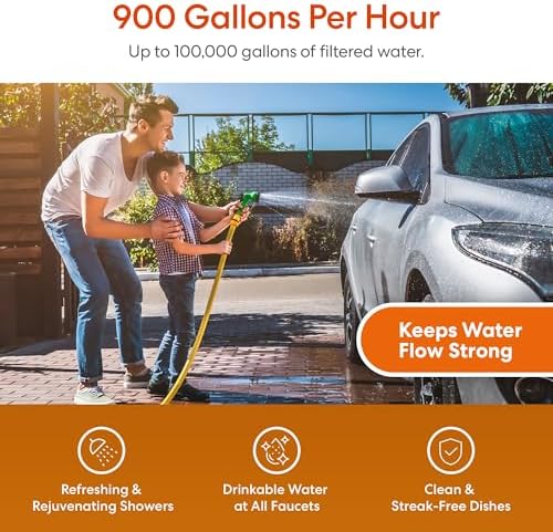 Brio Whole House Water Filter System w/Gauges | 2 Stage Fast-Flow Filtration (Phosphate Anti-Scale, CTO Carbon Block) 4.5" x 20" Filters | Improves Taste, Protects Home Appliances & Shower | 900 GPH - Image 6