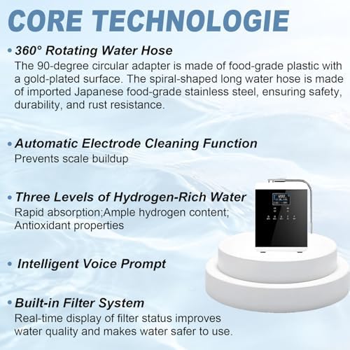 Alkaline Water Ionizer Purifier - Auto-Cleaning LCD Touch Filter, 5 Settings, Intelligent Voice, pH 3-11, 6000L Capacity for Healthy Home Drinking Water - Image 3