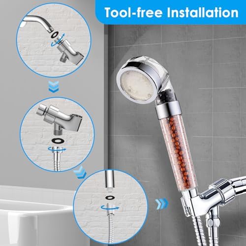 Vacto LED Handheld Shower Head Set with Filtration, Automatic 7-color Changing Shower Head Kit, High Pressure Handheld Shower Head with Hose and Bracket, Water Saving Showerheads with Filtration Beads - Image 6