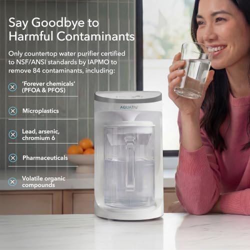 AquaTru Glass Carafe Alkaline Countertop Reverse Osmosis Water Purifier | 4 Stage RO System | Removes 84 Contaminants Including PFOA & PFOS (PFAS), Lead and Microplastics | Adds Alkaline Minerals - Image 3