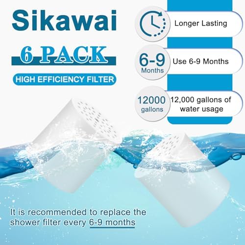 6 Pack 20 Stage Shower Filter Replacement by Sikawai Shower Cartridge Filter, Shower Head Filter Refill with Vitamin C Shower Head Replacement Filter for Hard Water - Image 4