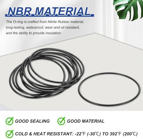 PATIKIL Silicone O Rings, 10 Pcs 3.7" OD 3.5" ID 0.12" Width Sealing O Ring Gasket Washers for Bathroom Sink Compressor Valves Pipe Hose Repair, Black (95x88.8x3.1mm) - Image 3