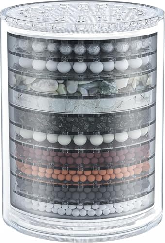 Shower Head Filter, 15-Stage Filtration System, Removes Chlorine & Heavy Metals, Softens Water for Smoother Skin & Hair, Universal Fit for All Shower Types (White) (LX-GLQ-001, Filter, GLQ001) by XQBX