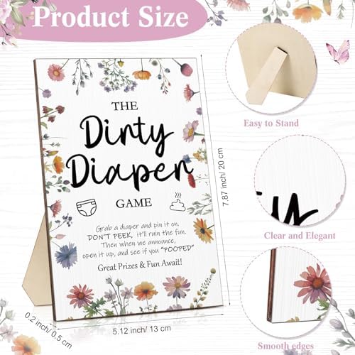 Roowest 51 Pcs Dirty Diaper Baby Shower Games, Wildflowers - Image 2