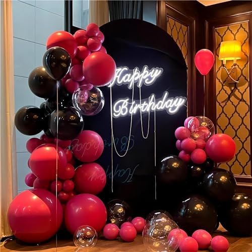 136pcs Hot Pink Black Balloon Arch Kit with Clear Balloons - Image 5