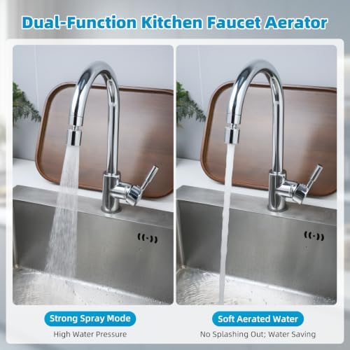 Hibbent cUPC Certified 2-function 360° Swivel Sink Aerator, Chrome - Image 2