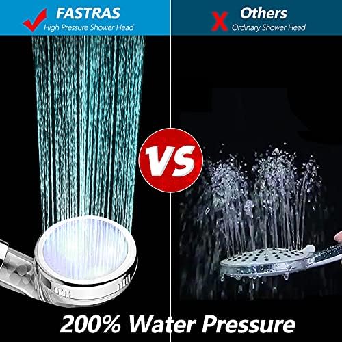 FASTRAS LED Shower Head with Handheld, Shower Head High Pressure Shower Head with Hose & Holder, 3 Water Temperature-Controlled Water Saving Filtered Shower Head for Dry Hair & Skin - Image 4
