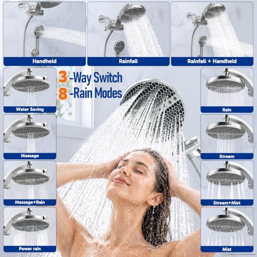 Veken Filtered Shower Head with Handheld, Multi-Pattern Rain Showerhead Set - Image 4