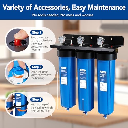 WF3-01 3-Stage Whole House Water Filtration System, Reduces Heavy Metals (Lead, Mercury, Arsenic, Cadmium, Chromium), Chlorine, Sediment, Odor, and VOC’s - Image 6
