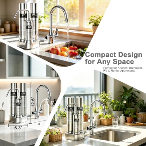 Vortopt F11 Countertop Water Filter System, 3 Stage Filtration, Silvery - Image 7