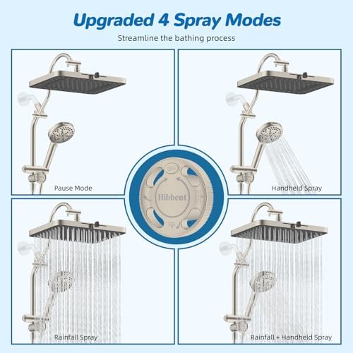 Hibbent cUPC Certified High Pressue 13'' Rainfall Shower Head with 5-Spray - Image 4