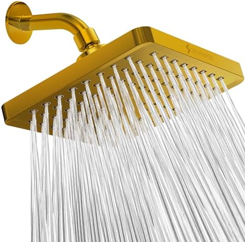 SparkPod Rain Shower Head, 8 Inch Square, Egyptian Gold Finish by SparkPod