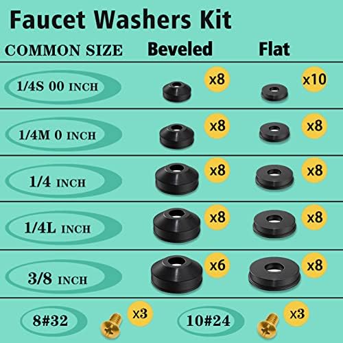 XBVV 32 Size 258 PC Faucet and Plumbing Rubber Washers Assortment Kit for Assorted Garden Hose Valve Spigot Adapter Splitter Outdoor Faucet Bibb Shower Hose Gasket Repair - Image 6