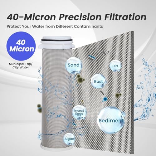 304 Stainless Steel 40 Micron Spin Down Water Filter, Whole House Spin Down Sediment Water Filter, Reusable Flushable Pre-Filtration System, 3/4" MNPT + 1/2" FNPT, BPA Free - Image 2
