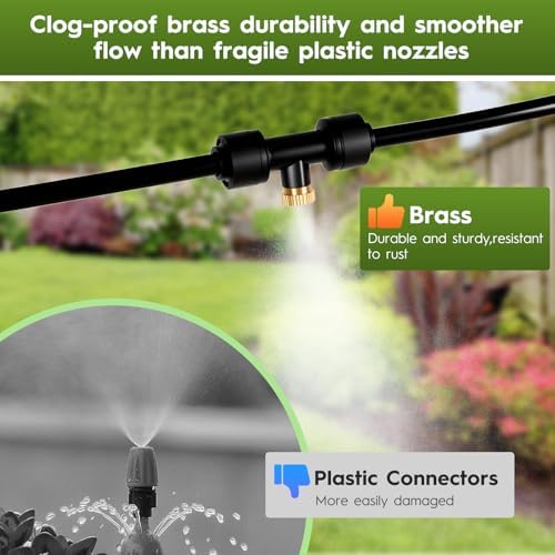 Funpynani 50FT Outdoor Misting Cooling System‌ - Patio Garden Kit with ‌Brass Nozzles & UV Tubing‌, DIY Install for ‌Pool, BBQ, Greenhouse‌, Water-Saving High Pressure Cooler - Image 6