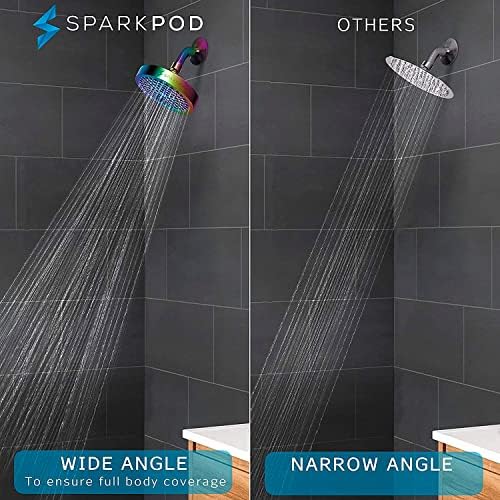 SparkPod Rain Shower Head, 6 Inch Round, Radiant Rainbow Finish - Image 4