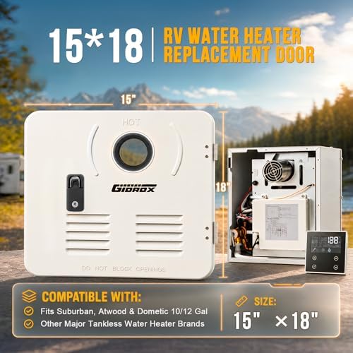 15 x 18 Inch RV Tankless Water Heater Door Kit, White Water Heater Access Door for RV Water Heaters, Galvanized Steel, Door Only - Image 2