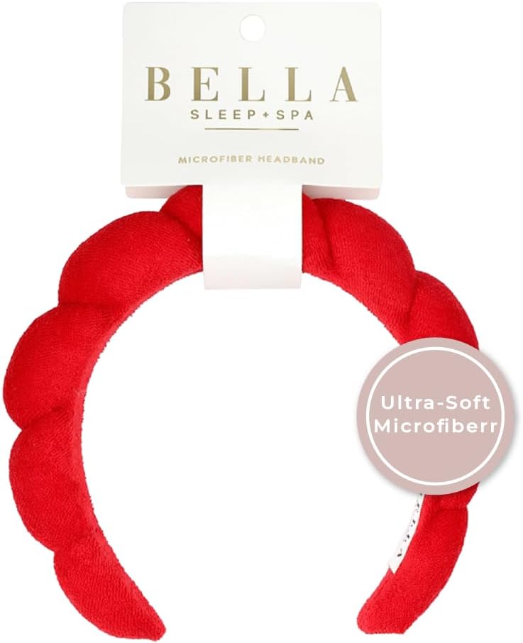 Bella Sleep + Spa Puffy Makeup Headband - Soft Microfiber Spa Headband for Washing Face - Padded Non-Slip Facial Skincare Hairband for Women & Teens, One Size - Image 2