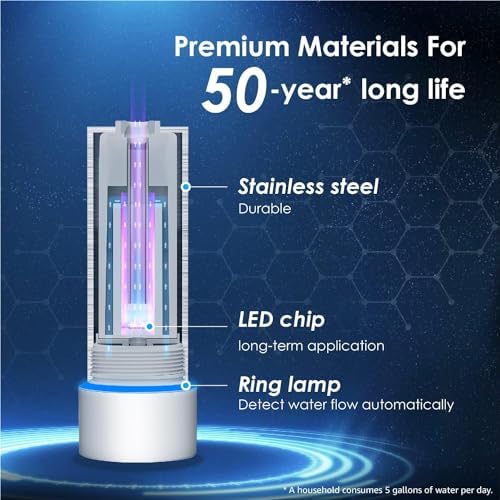 Waterdrop G5P700A-Pro Alkaline Mineral pH+ Reverse Osmosis Water Filter with Waterdrop LED UV Ultraviolet Water Filter for Under Sink Water Filter and Reverse Osmosis System - Image 4