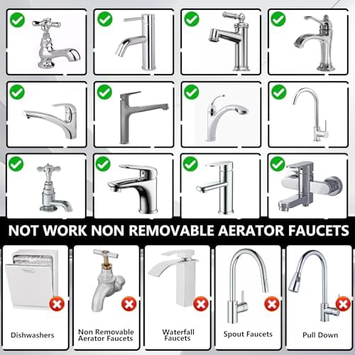 [2025 New] 11 Pcs Faucet Adapter Kit Male Female Sink Faucet Adapter Kitchen Sink Brass Aerator Adapters Suitable for Connecting Removable Sink Aerator Faucets - Image 6