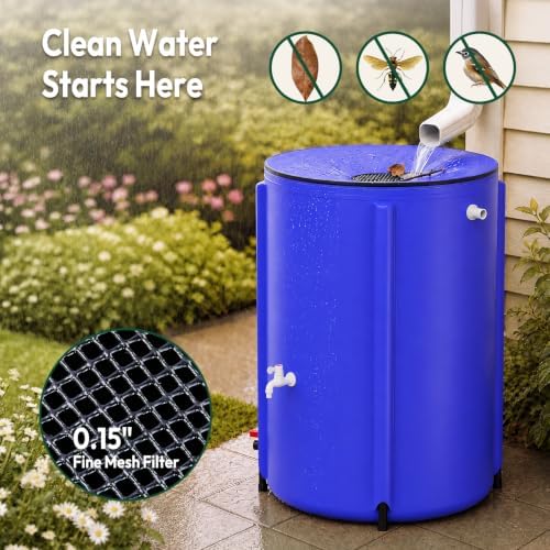 VINGLI Collapsible Rain Barrel Portable Rain Water Collection (Blue, 100 Gallon) - Image 4