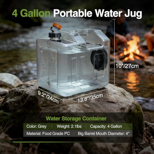 REDCAMP 4Gallon/15L Portable Camping Water Container with Spigot, Grey - Image 3