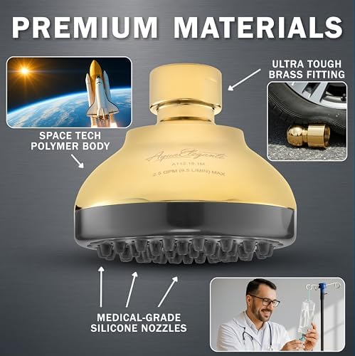 Aqua Elegante Pressure Boosting Shower Head - 1.8 GPM - Polished Brass - Image 4
