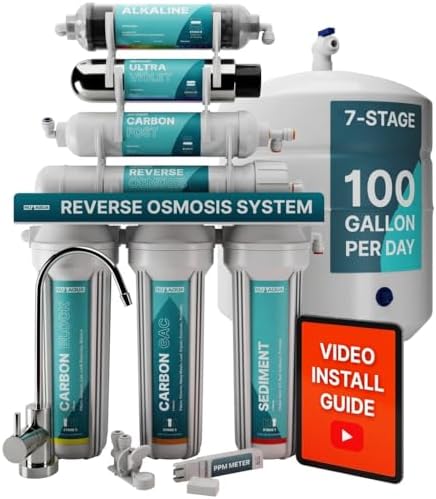 NU Aqua 7-Stage UV Alkaline Under Sink Reverse Osmosis Water Filter System by NUAqua