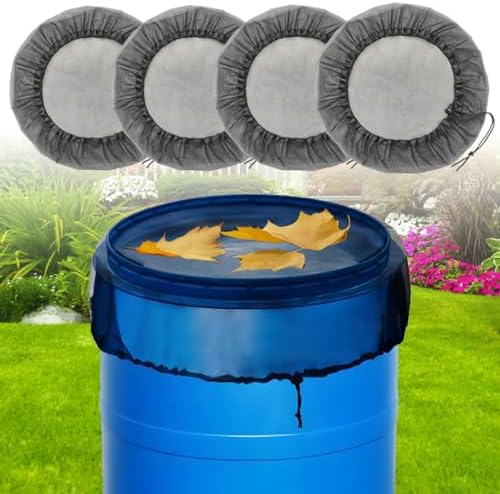 4 Pcs Rain Barrel Mesh Cover, 39.4 inch Water Collection Bucket Net with Adjustable Drawstring, Filter Screen for Outdoor Garden Rain Barrel Accessories, Prevent Fallen Leaves From Entering The Bucket by MODOSON